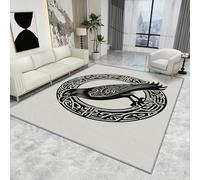 Viking Rugs for Living Room - Viking Rug - Celtic Nordic Crow Rugs, Mythical Norse Mythology Carpet, Washable Rug Non Slip Low Pile Soft Small Area Rugs, Viking Home Decor Gifts, 60 X 110 cm