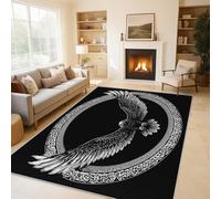 Viking Rugs Living Room Large 160x230 cm, Machine Washable Rugs, Norse Mythology Runes Area Rug Bedroom Decor, Non Slip Low Pile Soft Flannel Floor Carpet ZY&L20