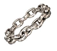 Viking Rune Bracelet Titanium Stainless Steel Link Chain Bracelet for Men Silver Tone 14mm 23cm