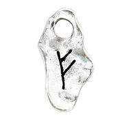 Viking Rune Charms Feoh - for Wealth and Good Fortune - Sculpted Pendant on Cord Necklace in Lead-Free Pewter