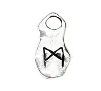Viking Rune Charms Man - for Happy Love and Friendship - Sculpted Pendant on Cord Necklace in Lead-Free Pewter