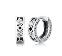 Viking Rune Earrings for Men 925 Sterling Silver Punk Viking Earrings Jewellery Gifts for Men Women Friends