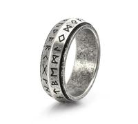 Viking Rune Rotating Ring, Norse Viking Spinner Fidget Rings, 8mm Stainless Steel Fidget Anxiety Ring for Men, Punk Jewelry (silver B,10)