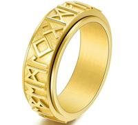 Viking Rune Stainless Steel Ring Nordic Rotating Jewelry for Men Black Antiqued Finish Norse Mythology Gift for Him