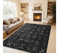 Viking Runes Rugs - Norse Mythology Symbol Area Rugs for Living Room Bedroom, Washable Non Slip Low Pile Large Carpet, Patterned Door Mat & Home Decor, 140x200 cm QAZ13