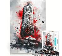 Viking Runestone Jigsaw Puzzle 1000 Piece Creative Skill Toy Clean Cut Sturdy Components Travel-friendly Brain Game Gift (38x26cm)