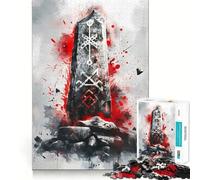 Viking Runestone Jigsaws for Adults1000 Pieces Brain Memory Game Fine Cut Premium Finishing Engaging Way to Pass Free Hours (50x75cm)