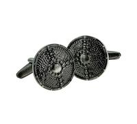 Viking Shield Cufflinks, Antique Finish, Metal Battle Design, Presented in a Gift Box