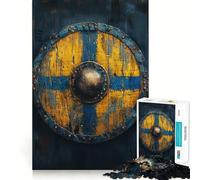 Viking Shield Jigsaw Puzzle 1000 Pieces Cognitive Fun Play High Precision Die Cut Unique Gift for Stress Relief (38x26cm)