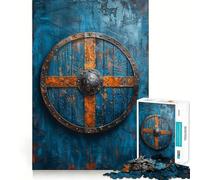 Viking Shield Jigsaw Puzzles 1000 Mental Focus Game Precision Cut Smooth Edges Meaningful Connection Building Game (38x26cm)