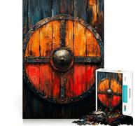 Viking Shield Jigsaw Puzzles 1000 Pieces Focus Boost Fun Laser Cut for Flawless Fit Bonding Activity for Loved Ones (38x26cm)