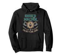Viking Shield Maiden Coffee Norse Warrior Skull Humor Art Pullover Hoodie