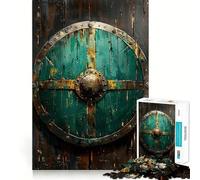 Viking Shield on The Wall Jigsaw Puzzles 1000 Recall Fun Play Burr Free Clean Cut Pieces Portable Travel Friendly Fun Game (38x26cm)