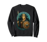 Viking Shieldmaiden Spear Round Shield Huginn Muninn Elder Sweatshirt