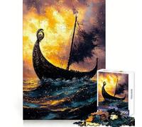 Viking Ship at Sunset Jigsaw Puzzles for Adults1000 Piece Strategic Think Soothing Hobby Precise Fit (50x75cm)