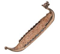 Viking Ship Model Resin Boat Ornament for Desktop Historical Home Decor | Compact 255g Piece with Rustic Finish, Refined Texture, Suitable for Shelves, Mantelpieces and Office Displays