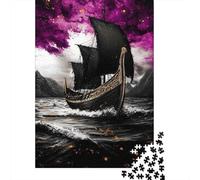 Viking Ship Sailing 1000 Piece Thick Cardboard Diy Jigsaw Puzzle Kids Beginners Fun Challenging Game Stress Relief Gift Idea 52x38cm/1000pcs