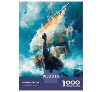 Viking Ship Sailing 1000pc Jigsaw Puzzle Bundle Puzzle for Adults Extra-Thick Cardboard Stress Relief Travel Adults Kids Age 12 Years Up Brain Training 38x26cm/1000pcs