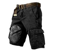 Viking Shorts for Mens 3D Printed Odin Myth Travels Hiking Cargo Pants Summer Beach Trunks Nordic Gift