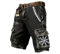 Viking Shorts for Mens 3D Printed Odin Myth Travels Hiking Cargo Pants Summer Beach Trunks Nordic Gift