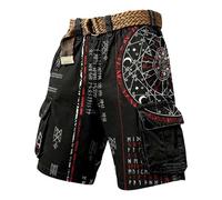 Viking Shorts for Mens 3D Printed Odin Myth Travels Hiking Cargo Pants Summer Beach Trunks Nordic Gift