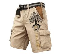 Viking Shorts for Mens 3D Printed Odin Myth Travels Hiking Cargo Pants Summer Beach Trunks Nordic Gift