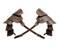 Viking Shoulder Armor Medieval Faux Leather Armor Knight Warrior Shoulder Guard Double Pauldron Vintage Knight Shoulder Armor Body Chest Harness Steampunk Shoulder Armor for Halloween LARP Cosplay