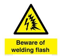 Viking Signs Beware of welding flash Sign - 200x200mm - S20, Yellow/White