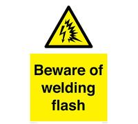 Viking Signs Beware of welding flash Sign - 400x600mm - A2P, Yellow/White