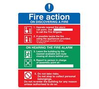 Viking Signs CF5179-A5P-V "Fire Action Notice On Discovering A Fire" Sign, Vinyl/Sticker, 150 mm H x 200 mm W