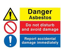 Viking Signs CH5399-A4L-V "Danger Asbestos" Combination Sign, Vinyl/Sticker, 300 mm H x 200 mm W