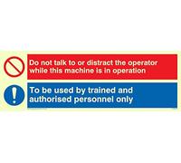 Viking Signs CM202-L15-PV "Do Not Talk Or Distract Machine Operator, Trained Personnel Only" Sign, Photoluminescent Vinyl, Sticker, 150 mm H x 50 mm W