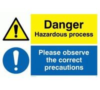 Viking Signs CN650-A2L-V "Danger Hazardous Process, Please Observe The Correct Precautions" Sign, Vinyl/Sticker, 600 mm H x 400 mm W