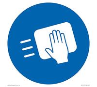 Viking Signs Custom Mandatory: Disinfect surfaces Sign - 200x200mm - S20, Blue/White