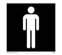 Viking Signs DV1027-S85-1M Male Toilet Symbol - Toilet Door Sign, Negative Black Text, 1 mm Plastic Semi-Rigid, 85 mm H x 85 mm W
