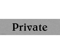 Viking Signs DV736-L26-MS "Private" Door Sign, Positive Black Text, 1 mm Stainless Steel, 225 mm H x 60 mm W