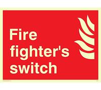 Viking Signs FV355-A5L-PV "Fire Fighter's Switch" Sign, Photo luminescent Vinyl Sticker, 200 mm H x 150 mm W