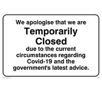 Viking Signs IV5954-A4L-V We apologise that we are Temporarily Closed sign - Vinyl/Sticker