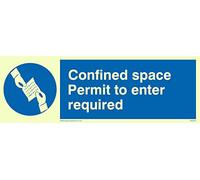 Viking Signs MA297-L15-PV "Confined Space Permit To Enter Required" Sign, Photo luminescent Sticker, 50 mm H x 150 mm W