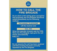 Viking Signs MF324-A5P-G "Fire Action How To Call The Fire Brigade" Sign, Plastic, Rigid Gold, 200 mm H x 150 mm W