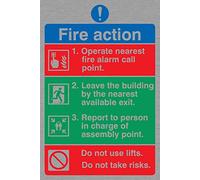 Viking Signs MF327-A4P-MS Pictorial Fire Action Sign, Stainless Steel, Marine Grade, 300 mm H x 200 mm W