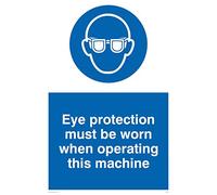 Viking Signs MP280-A4P-V "Eye Protection Must Be Worn When Operating This Machine" Sign, Vinyl, 300 mm H x 200 mm W
