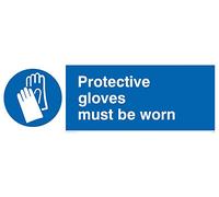 Viking Signs MP286-L31-1M "Protective Gloves Must Be Worn" Sign, 1 mm Semi-Rigid Plastic, 100 mm H x 300 mm W