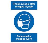 Viking Signs MP932-A4P-V "Rhaid Gwisgo Offer Mwgwd Wyneb/Face Masks Must Be Worn" Sign, Vinyl, 300 mm H x 200 mm W