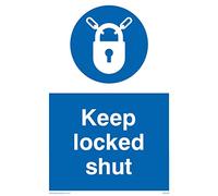 Viking Signs MQ220-A6P-V "Keep Locked Shut" Sign, Vinyl, 150 mm H x 100 mm W
