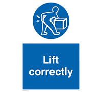 Viking Signs MV314-A2P-V "Lift Correctly" Sign, Vinyl, 600 mm H x 400 mm W