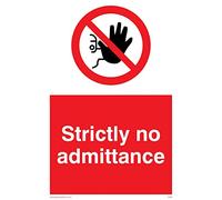 Viking Signs PA28-A6P-3M "Strictly No Admittance" Sign, 3 mm Rigid Plastic, 150 mm H x 100 mm W