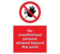 Viking Signs PA30-A4P-3M "No Unauthorised Persons Allowed Beyond This Point" Sign, 3 mm Rigid Plastic, 300 mm H x 200 mm W,Red