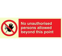 Viking Signs PA30-L62-PV "No Unauthorised Persons Allowed Beyond This Point" Sign, Photo luminescent Sticker, 200 mm H x 600 mm W