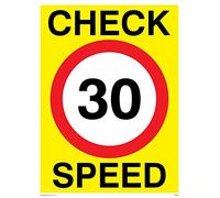 Viking Signs PR548-A3P-3M "Check 30 Speed" Sign, Plastic, 3 mm Rigid, 400 mm H x 300 mm W